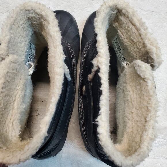 Sorel Black Leather Snow Mud Rain Outdoor Winter Fancy Heel Duck Boot Women 10 - Picture 7 of 8